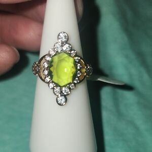 Gondola Of Love Lab Created Peridot With Cubic Zirconia Rider Gold Plate Size 6